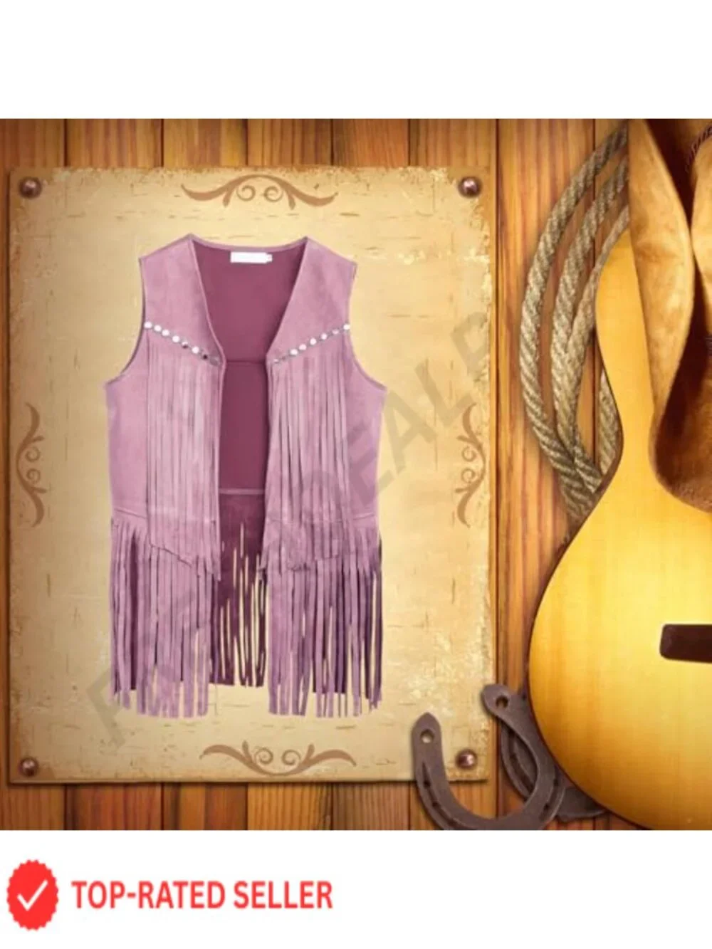 Women's Faux Suede Fringe Vest 60s 70s Hippie Cowgirl Western Tassel Sleeveless